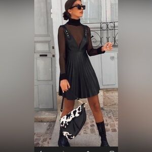 Zara pleated faux leather dress